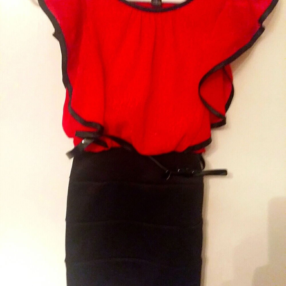 Girls red & black dress